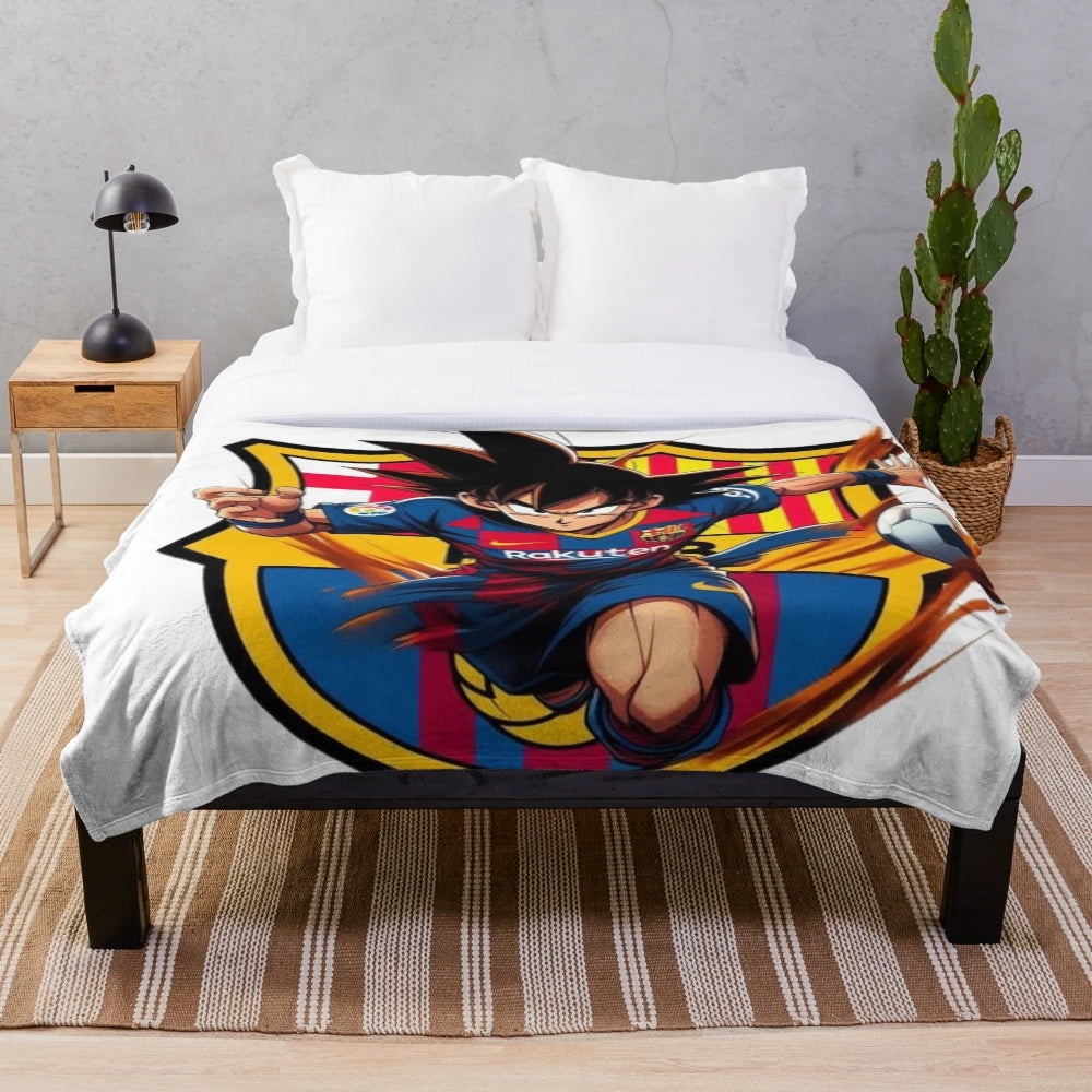 Whimsical cartoon parody plush blanket featuring pop culture icons and humor