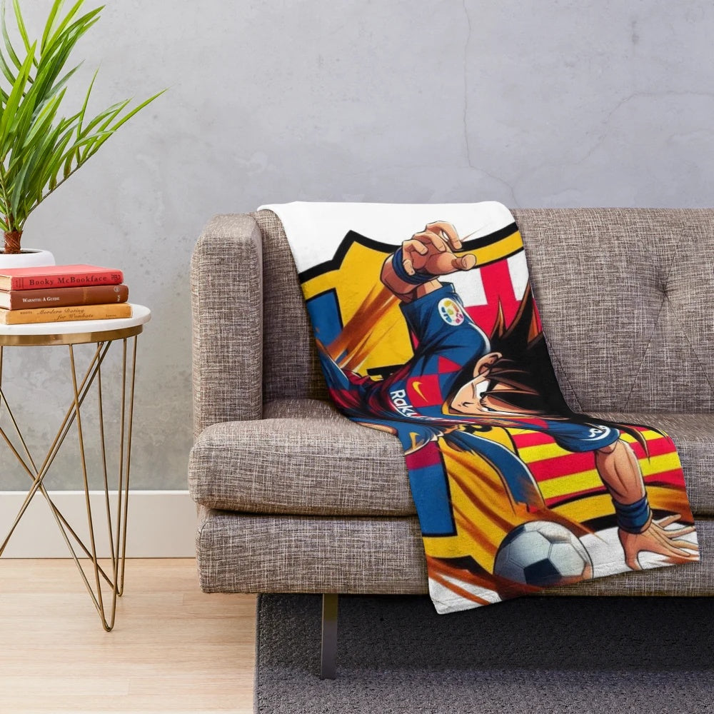 Whimsical cartoon parody plush blanket featuring pop culture icons and humor