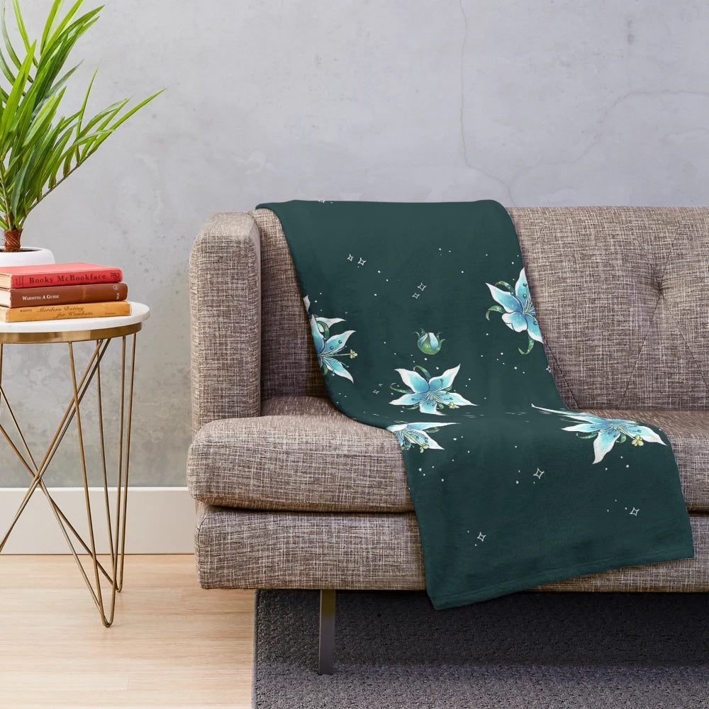 Soft and cozy plush blanket featuring the Silent Princess flower design from The Legend of Zelda: Breath of the Wild