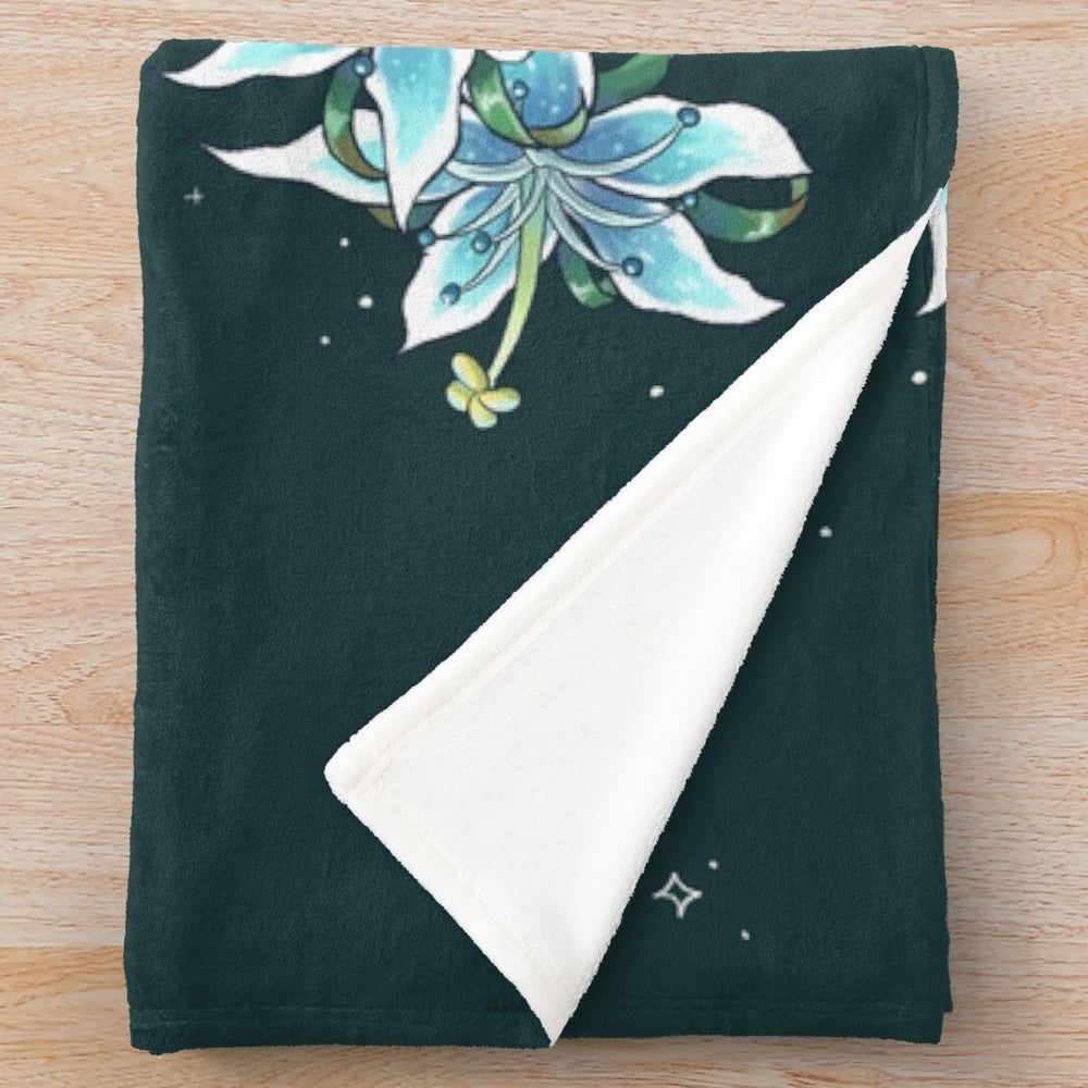 Soft and cozy plush blanket featuring the Silent Princess flower design from The Legend of Zelda: Breath of the Wild