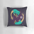Digital illustration of cute, floating giraffes in a space-themed design.