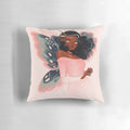 Swallowtail butterfly fairy printed on a pink throw pillow for a whimsical, magical touch to your home.