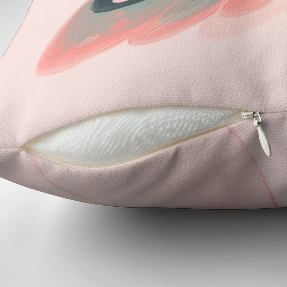 Swallowtail butterfly fairy printed on a pink throw pillow for a whimsical, magical touch to your home.