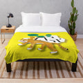 Cozy plush blanket featuring a tiger with a comedic expression in a minimalist, vintage-inspired design
