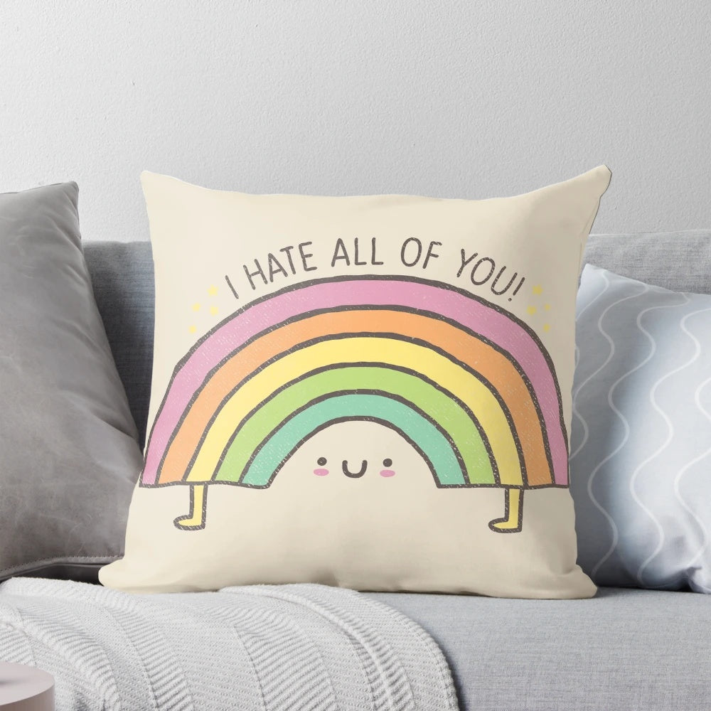 A colorful and playful 'Truth Be Told' pillow with a doodle design and quirky sarcastic message