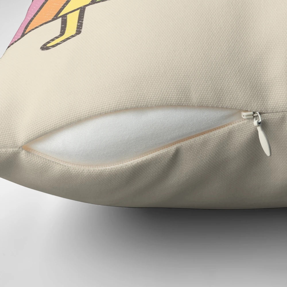 A colorful and playful 'Truth Be Told' pillow with a doodle design and quirky sarcastic message