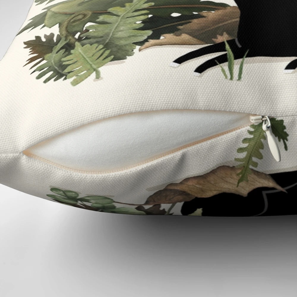 Tiny unicorn pillow with botanical floral and watercolor leaves design