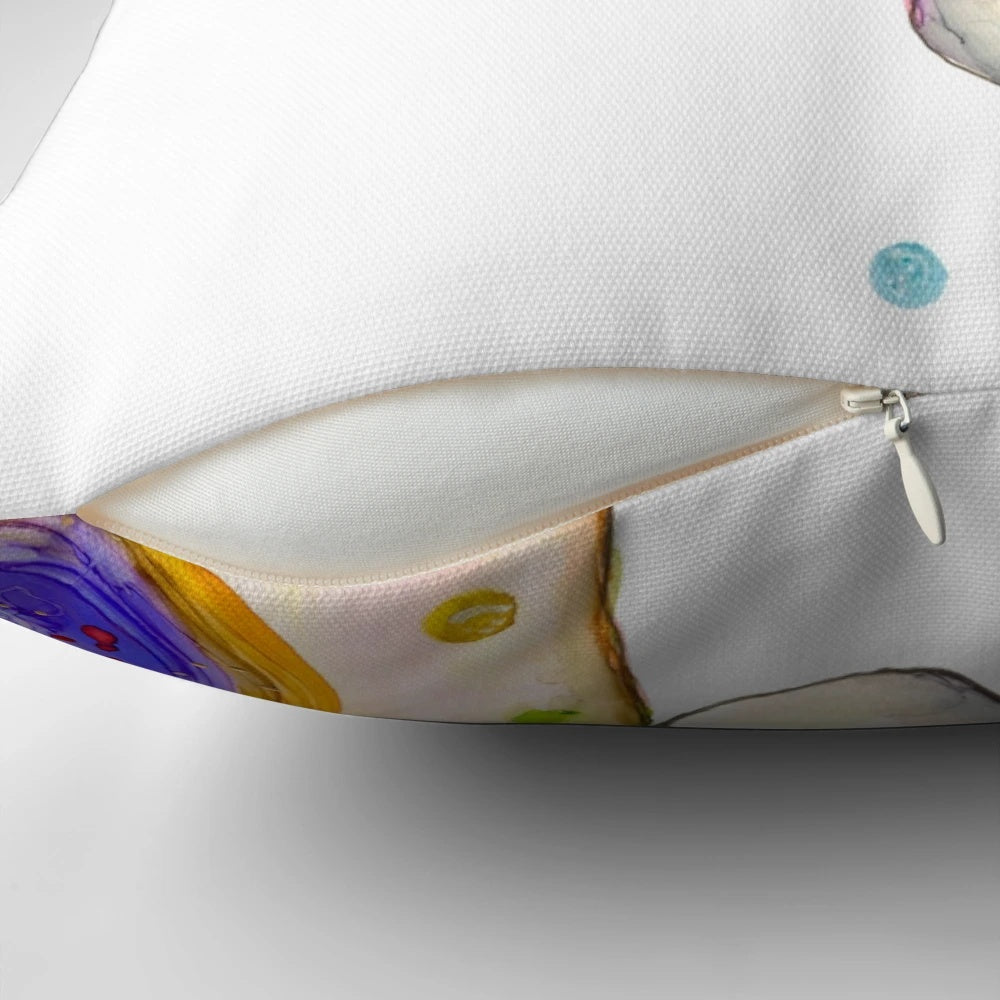 Whimsical unicorn-themed decorative pillow with a soft, plush design