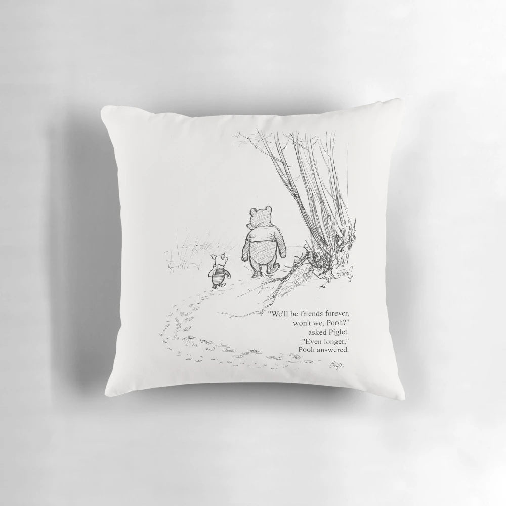 Whimsical Winnie the Pooh and Piglet inspired decorative pillow for nursery or children's room
