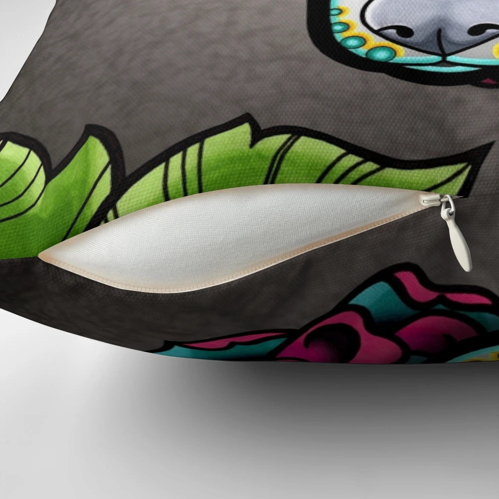 Whippet or Greyhound dog breed pillow featuring a sugar skull design for Day of the Dead or Dia de los Muertos