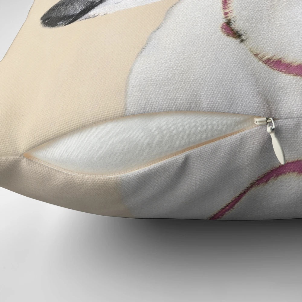 Whippet dog portrait printed on a soft, plush throw pillow