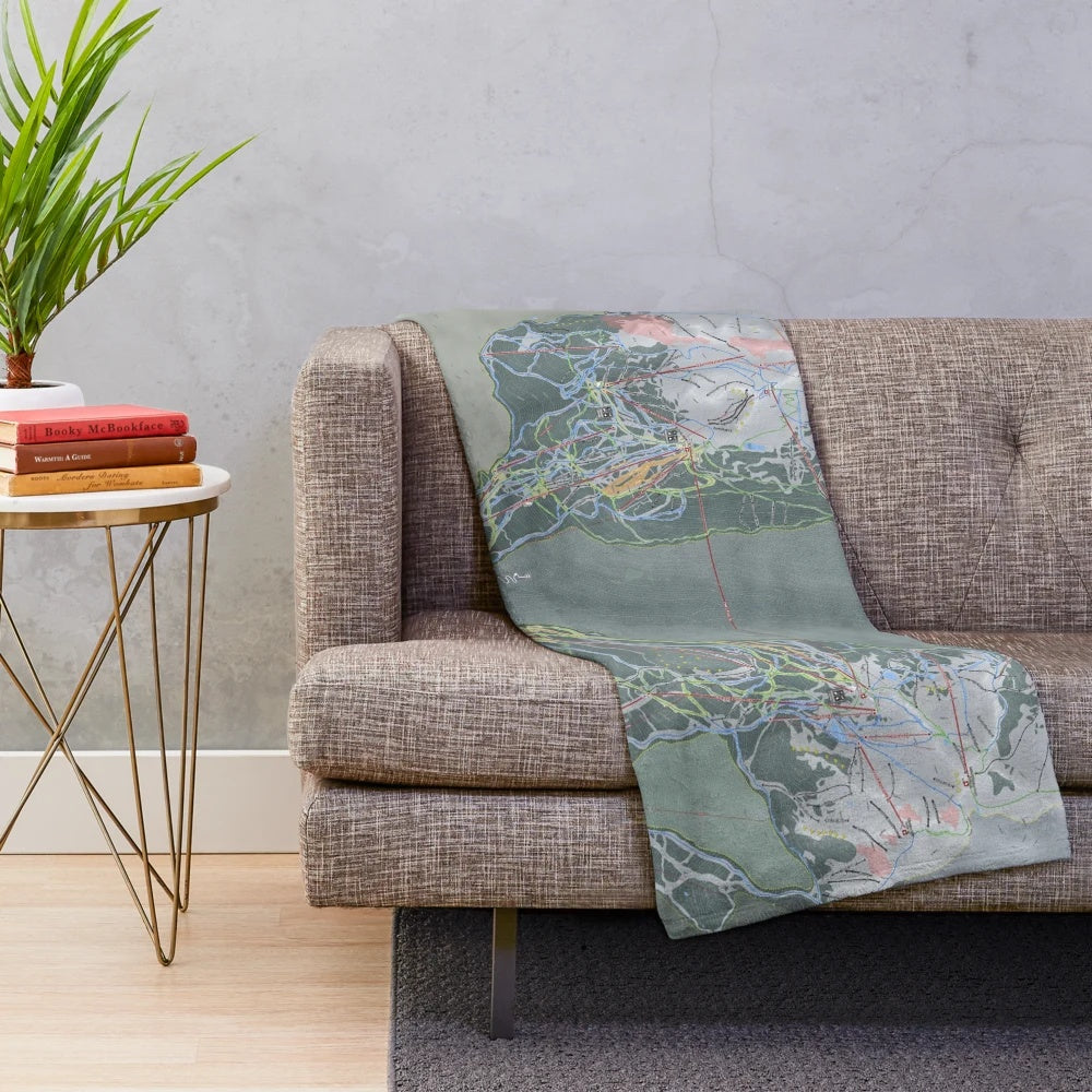 Whistler Blackcomb resort map printed on a soft, cozy plush blanket