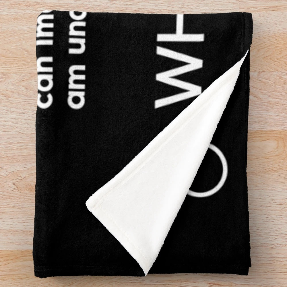 John Mulaney themed plush blanket with "Who's to Say" quote