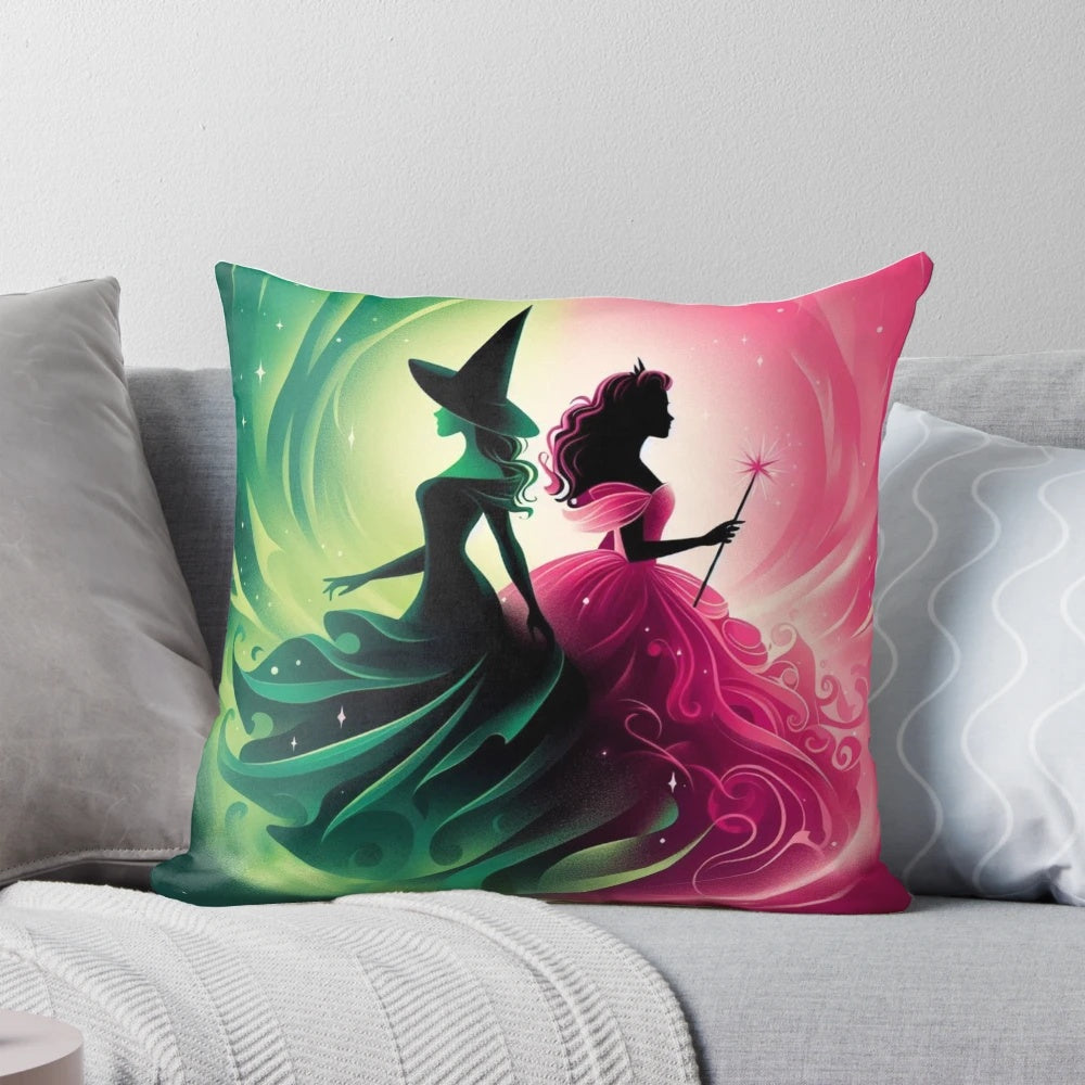 Wicked the Musical 'Defying Gravity' Throw Pillow featuring Elphaba and Glinda