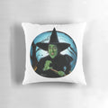 Wicked witch pillow with green and black design