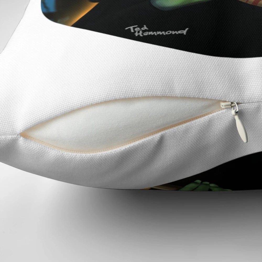 Wicked witch pillow with green and black design