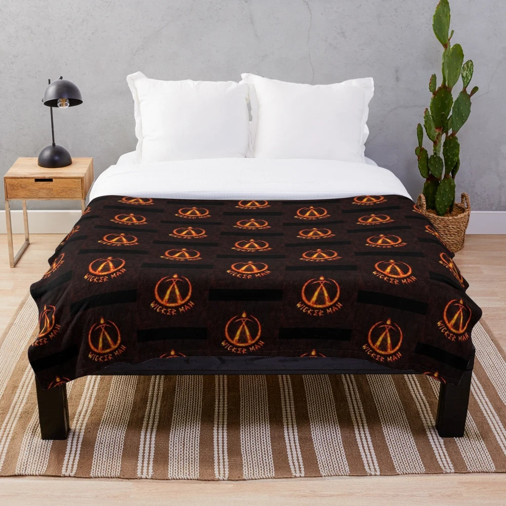 Wicker man inspired plush blanket with dark, gothic design