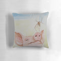 Wilbur and Charlotte inspired pillow featuring a pig and spider in a nature-themed design
