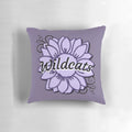 Wildcats purple sunflower decorative pillow with script font design