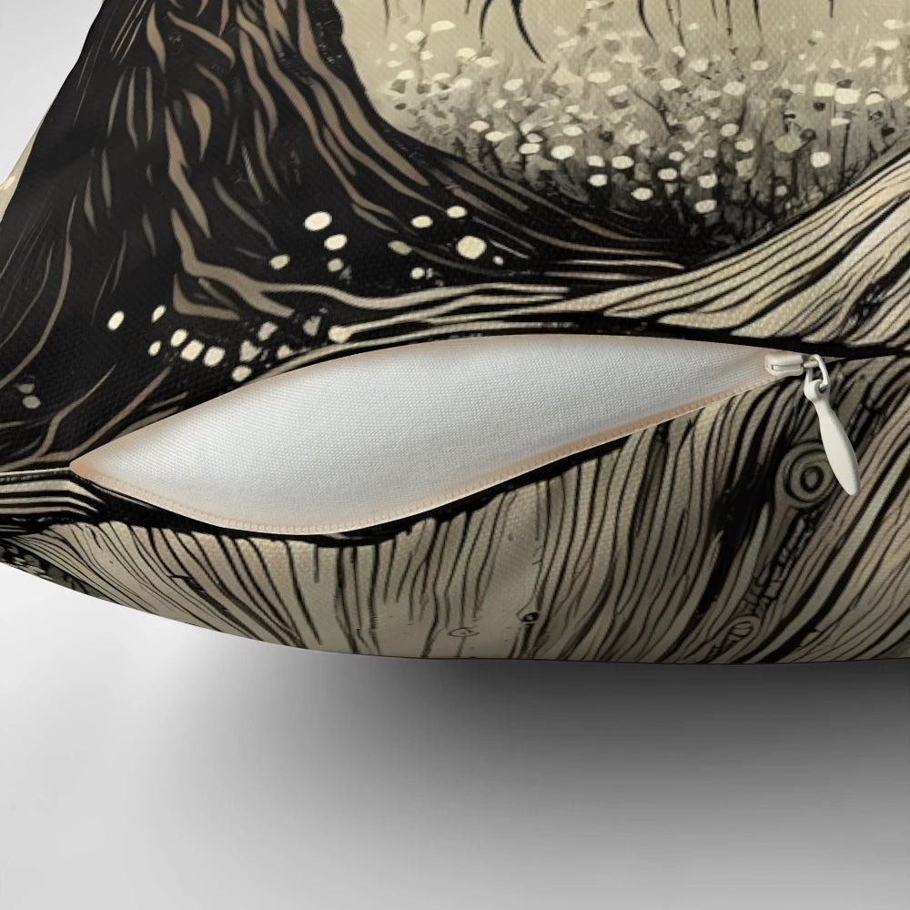 Willow Goddess Pillow featuring a serene forest scene and willow tree design