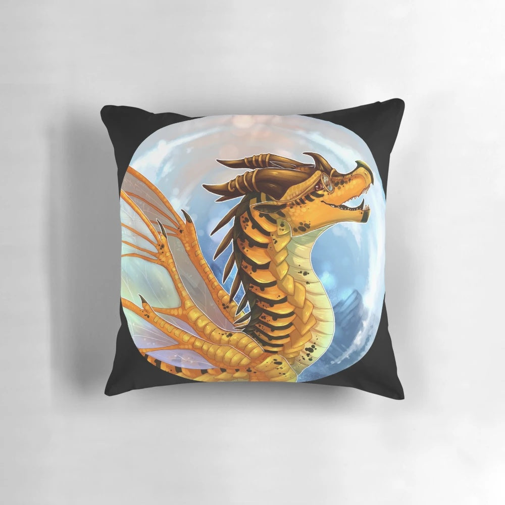 A vibrant and cozy Wings of Fire-inspired cricket pillow, featuring a dragon design.