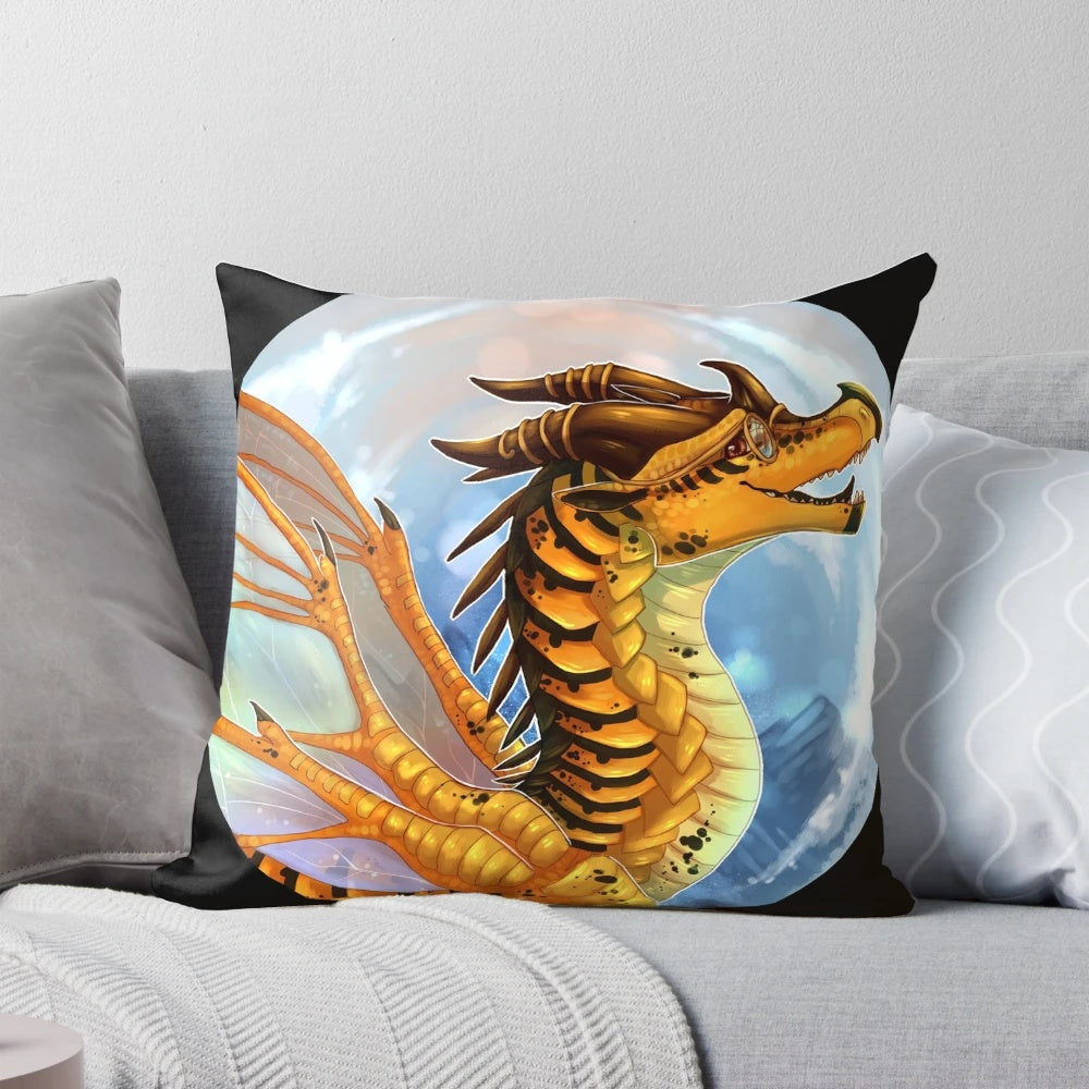 A vibrant and cozy Wings of Fire-inspired cricket pillow, featuring a dragon design.