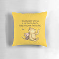 Winnie the Pooh Inspirational Quote Throw Pillow featuring characters from the Hundred Acre Wood