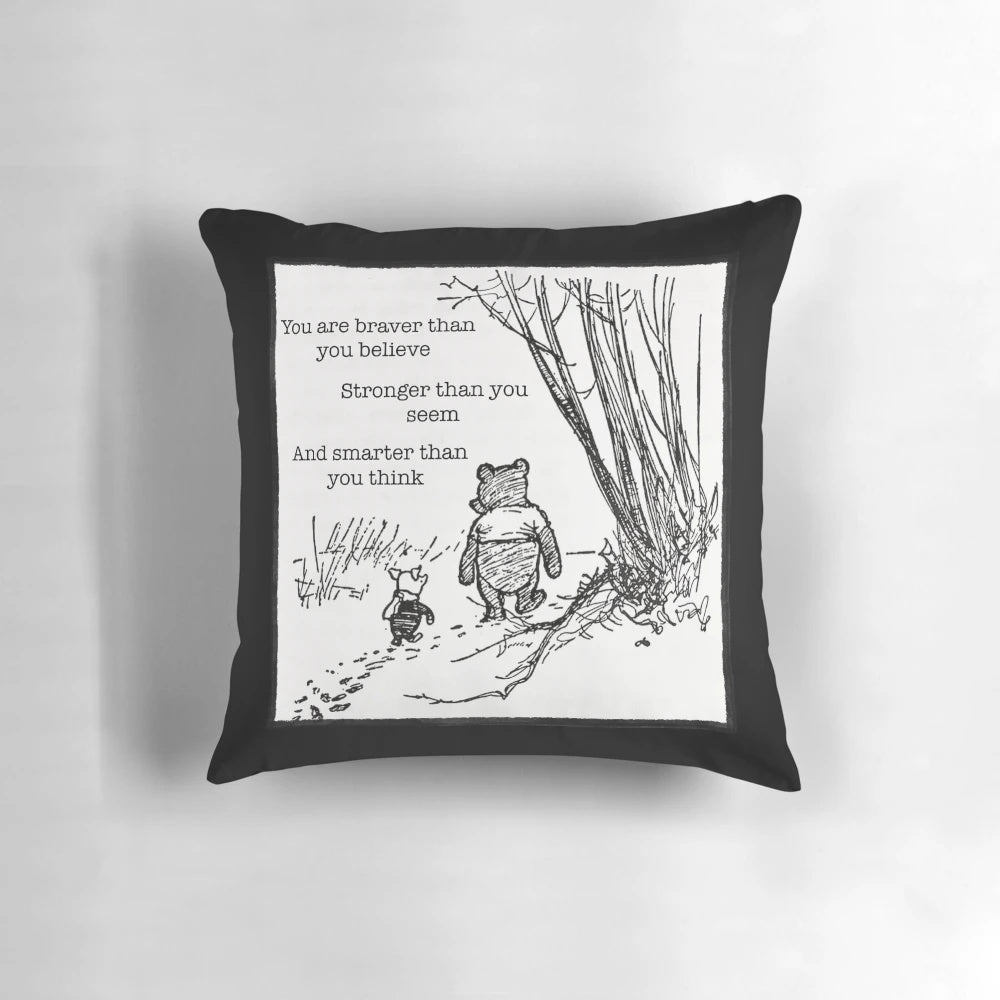 Winnie the Pooh and Piglet inspirational quote decorative pillow