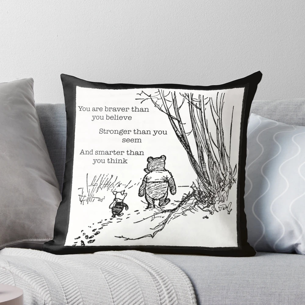 Winnie the Pooh and Piglet inspirational quote decorative pillow
