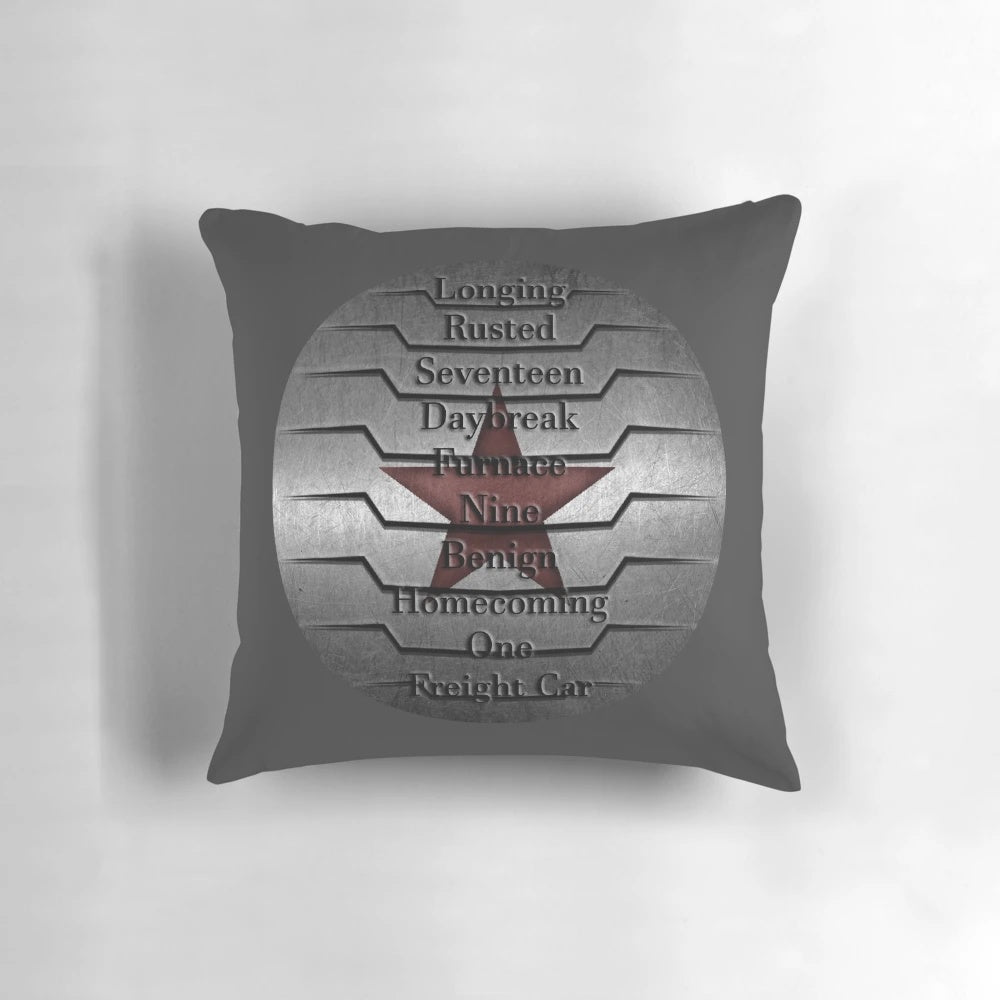 Winter Soldier Activation Words Pillow featuring Bucky Barnes and Steve Rogers