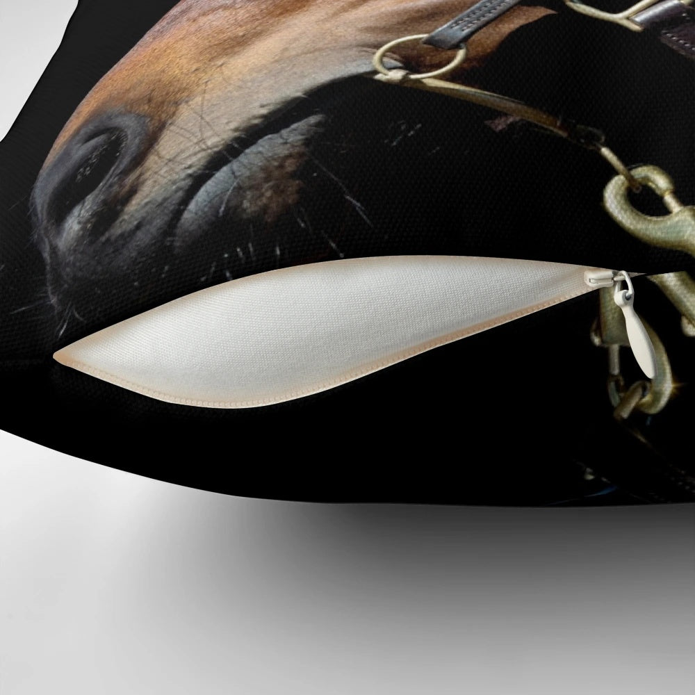 Decorative pillow featuring an artwork of the champion racehorse Winx