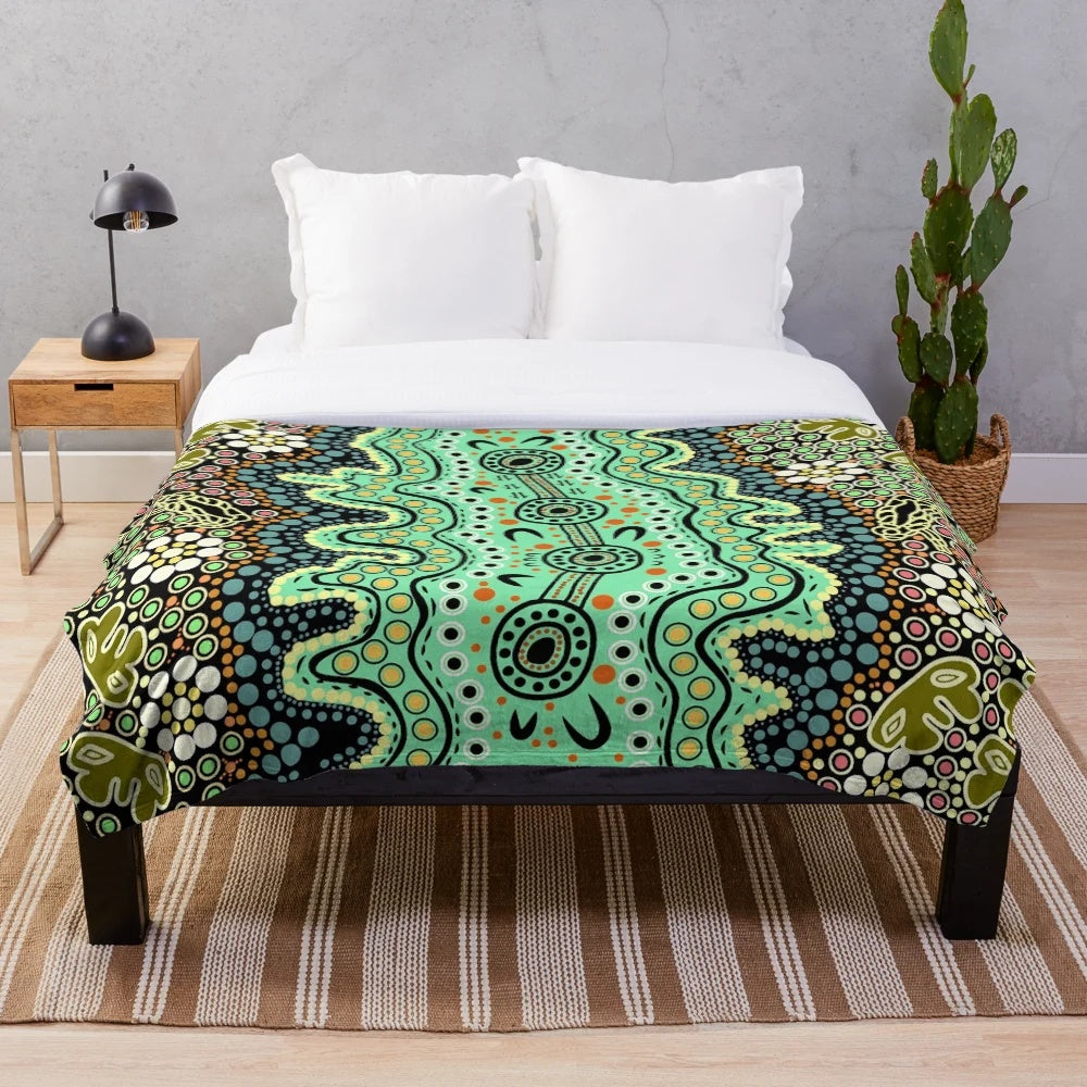 Wiradjuri plush blanket for camping and outdoor adventures
