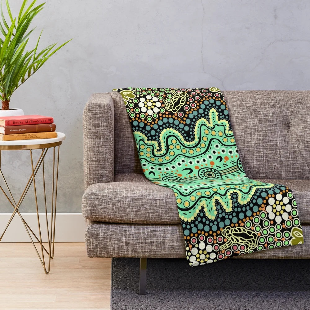 Wiradjuri plush blanket for camping and outdoor adventures