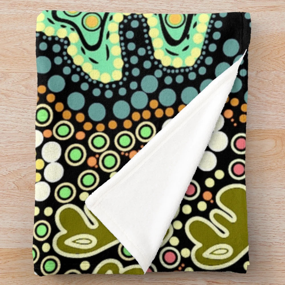 Wiradjuri plush blanket for camping and outdoor adventures