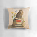 Wise owl decorative pillow featuring an illustrated owl surrounded by butterflies and other fantasy elements.