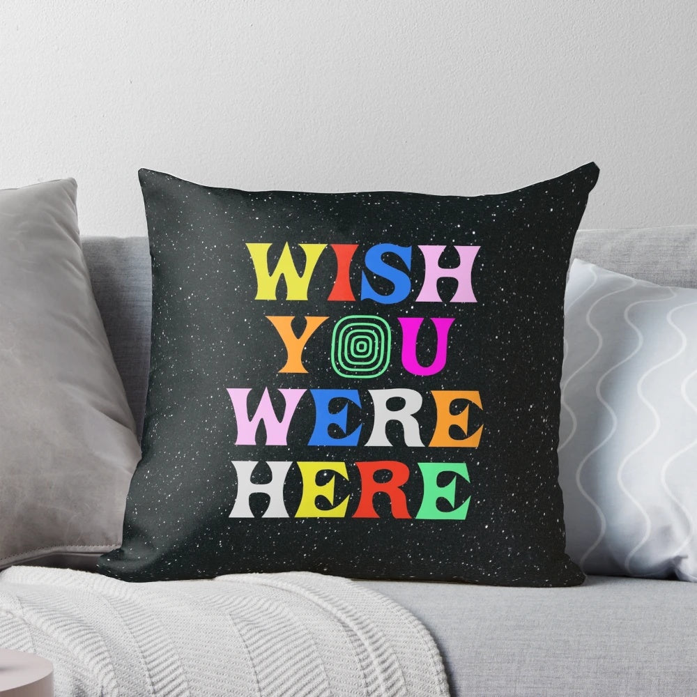 "Wish You Were Here" inspired pillow featuring a tribute to Travis Scott's Astroworld