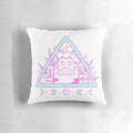 Pastel white and pink cat paw print Nikury pillow with occult and moon motifs