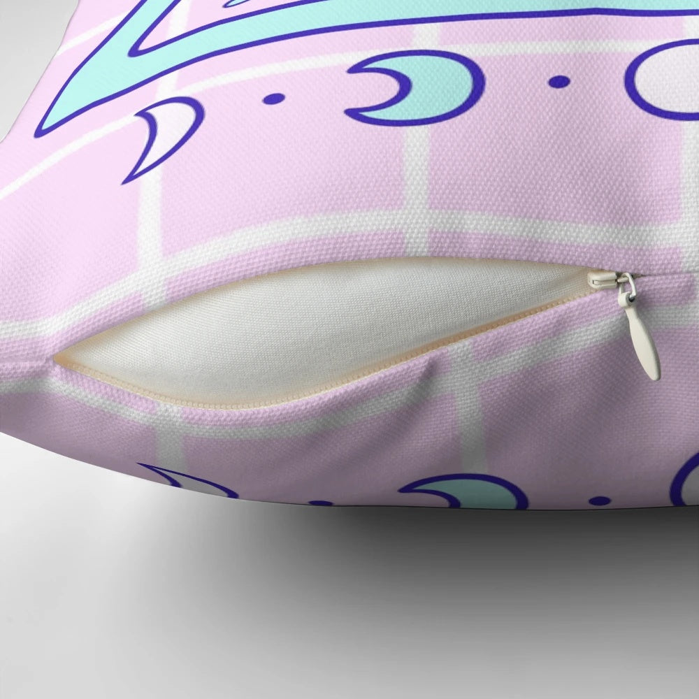 Witchy cat paw pastel feline familiar design on a soft, white pillow
