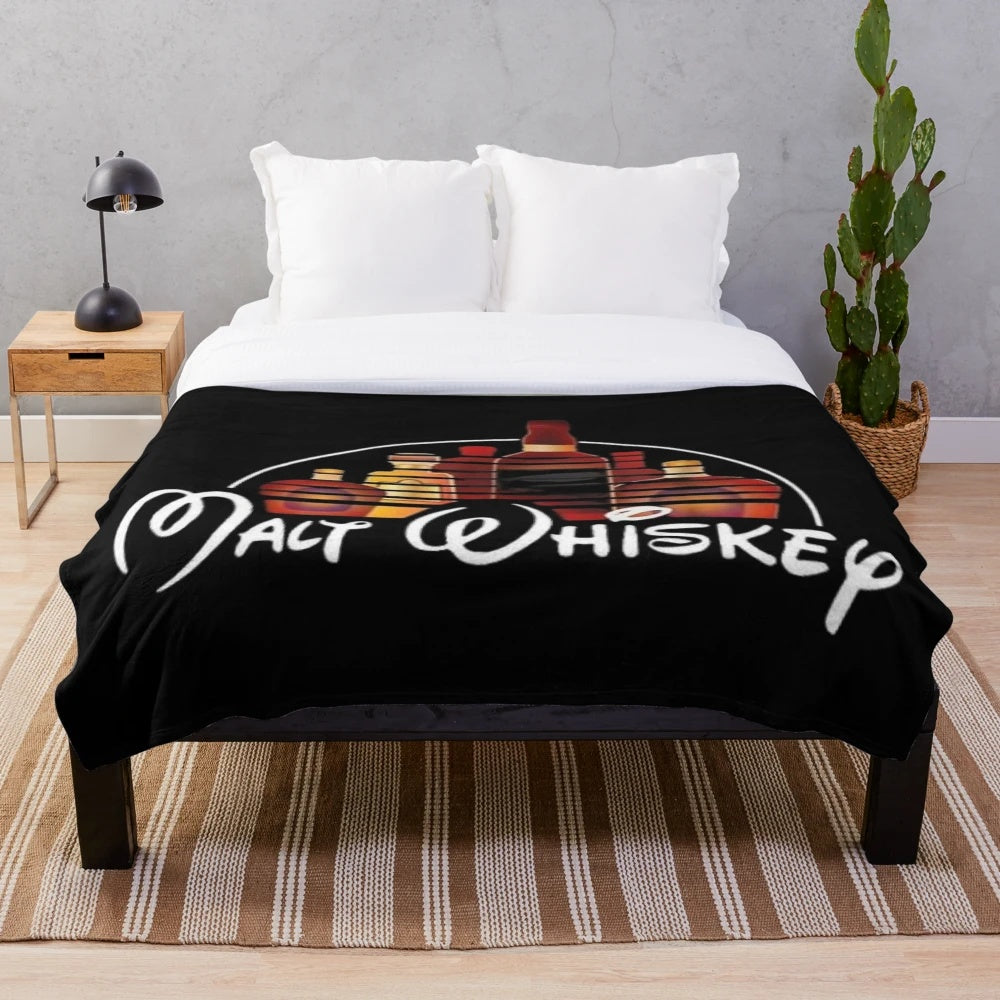 Cartoon parody plush blanket featuring humorous pop culture designs