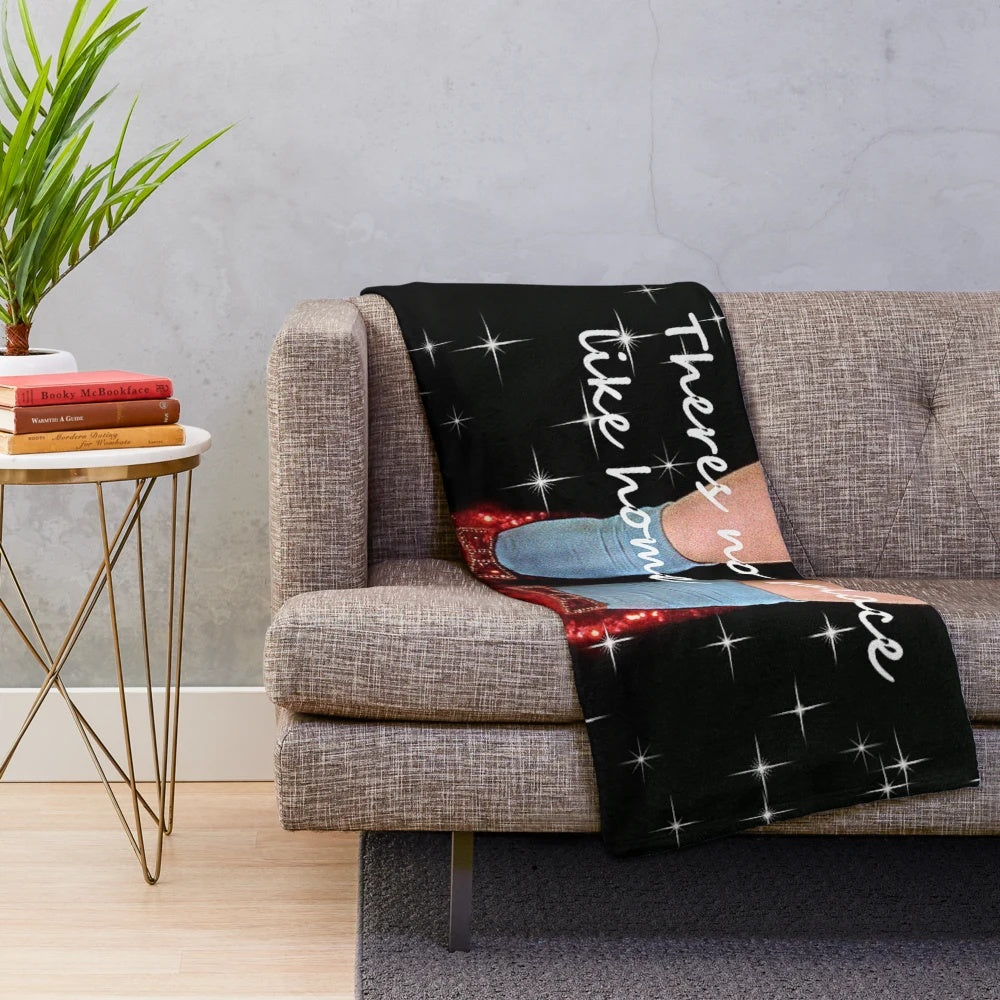 Plush blanket with Wizard of Oz inspired ruby slippers design by MysticLadyArt