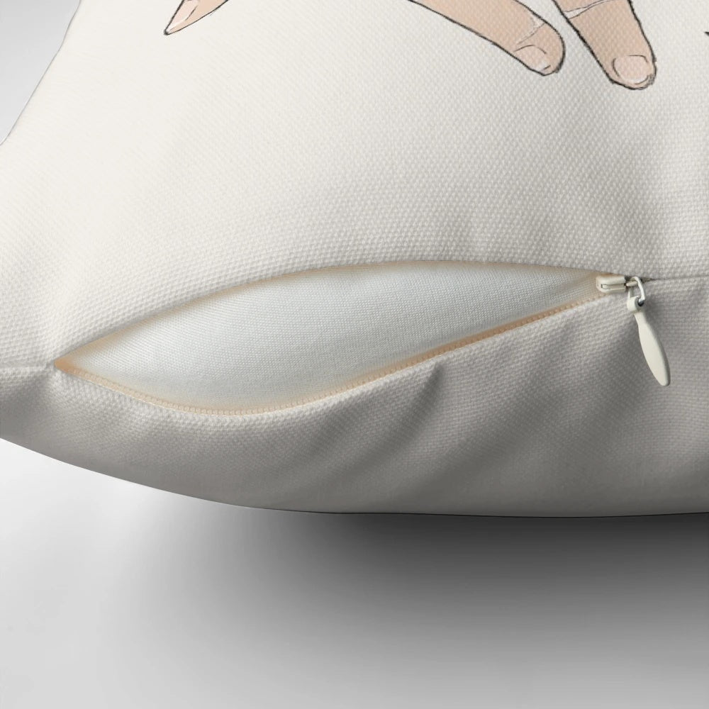 A cozy pillow featuring the hands of Sirius Black and Remus Lupin, characters from the Wolfstar Harry Potter fanfiction.