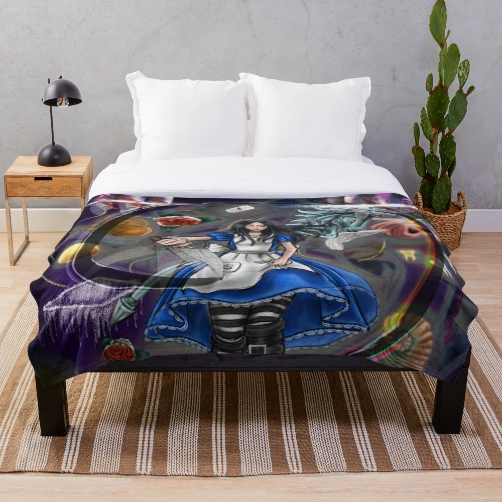Abstract Madness Returns classic plush blanket inspired by Alice in Wonderland