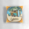 Woody station wagon pillow with surf city santa cruz california graphic