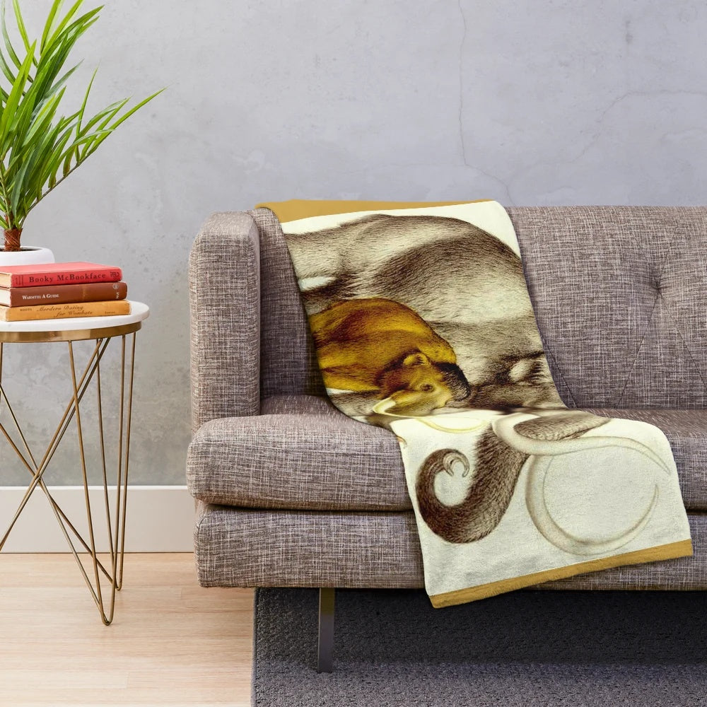 Woolly mammoth plush blanket with abstract elephant design