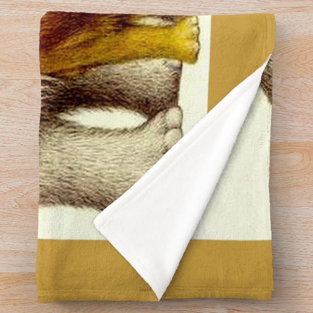 Woolly mammoth plush blanket with abstract elephant design