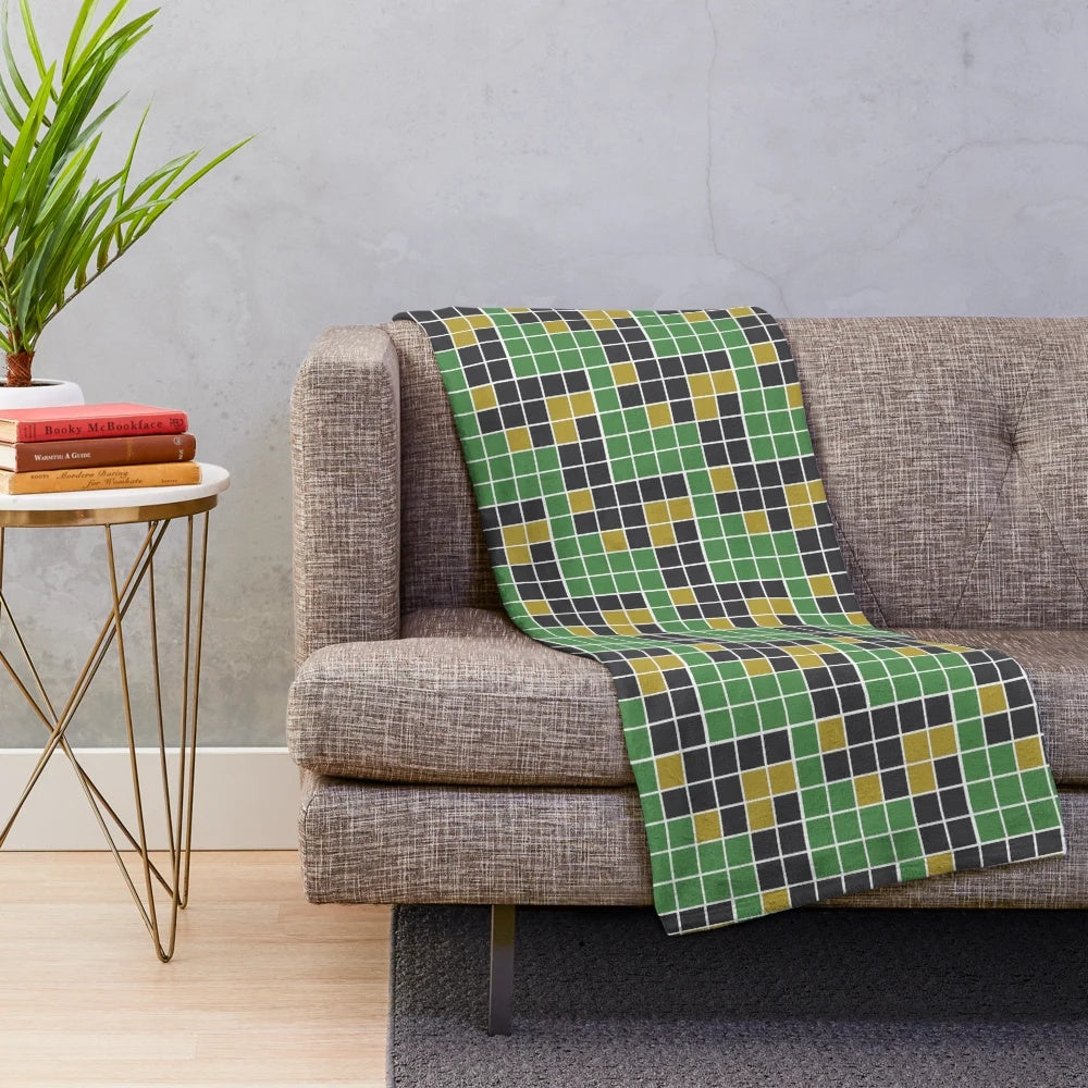 Cozy plush blanket with Wordle grid design for Wordle fans