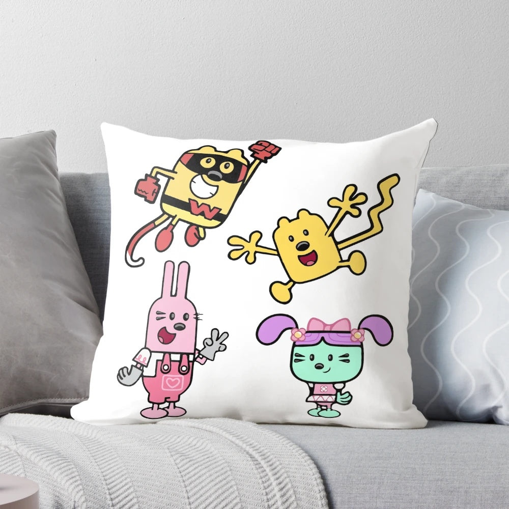 Wow Wow Wubbzy plush pillow featuring the cartoon character Wubbzy and his friends, a perfect throw pillow for kids and nostalgic adults.