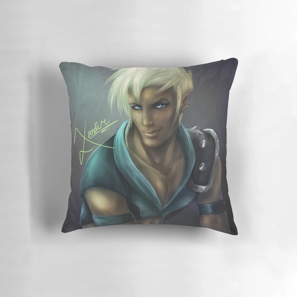 Xandir from Drawn Together fan art printed on a plush pillow.