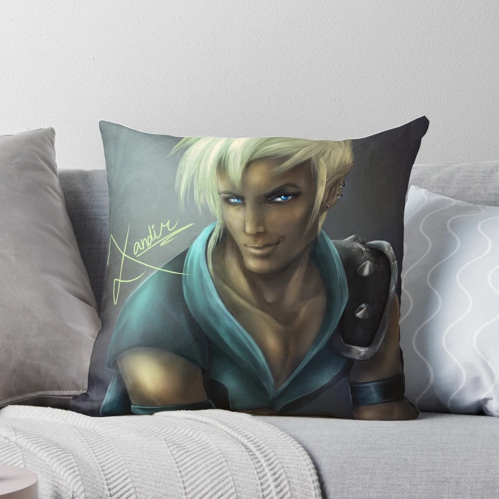 Xandir from Drawn Together fan art printed on a plush pillow.