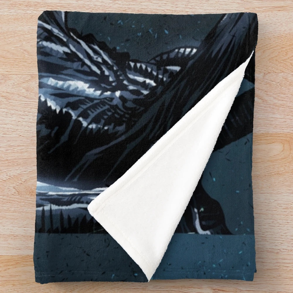 Xenomorph-inspired plush blanket with HR Giger-style alien design